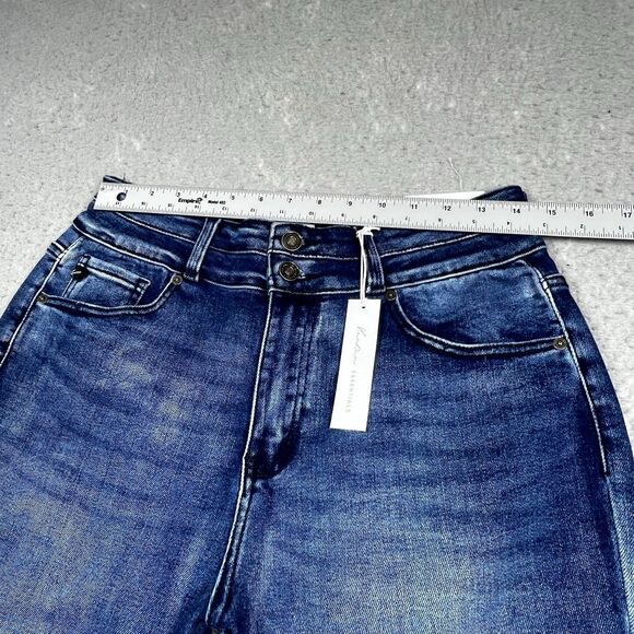 Kancan Jeans Womens Size 29 Blue High Rise Wide Leg Flare Jeans Pockets NWT - Picture 4 of 14
